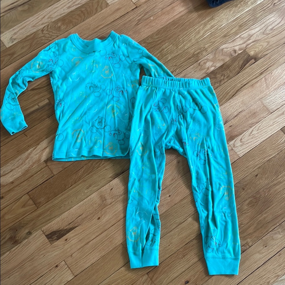 Hanna Andersson Disney Mickey Aqua Kids Pajamas Set